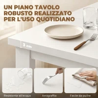 HOMCOM Tavolo Da Pranzo Rettangolare con Contenitore Nascosto, Tavolo da Cucina con Scomparti Laterali, Bianco(m-6)