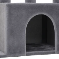 PawHut Tiragraffi per Gatti Grande Alto 180 cm Multilivello, 13 Pali Graffiatoi, 2 Grotte, Amaca, 2 Cucce, Grigio Scuro(m-12)