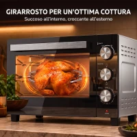 HOMCOM Forno Elettrico 1500W 28L con Temperatura Regolabile Max 230°, Timer 60 min, Griglia, Teglia, Manico per Teglia(m-6)