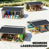 Outsunny Abri de Jardin 12,4 m², Kit de Fondation, Portes Coulissantes, Ventilations, Acier Galvanisé, 386x340x200cm, Gris Foncé(m-9)