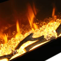 HOMCOM Camino Elettrico da Parete/Incasso 66cm 1800W Riscaldamento, 3 Colori Fiamma 3D, 5 Luminosità, 40㎡ Nero(m-10)