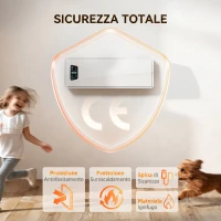 HOMCOM Termoventilatore da Parete 2000W, Stufa Elettrica Ceramica 3 Modalità con Ventilatore, Termostato, Bianco(m-9)