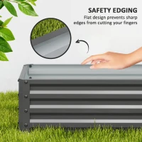 Outsunny Set of Two 110 x 50cm Steel Planter Boxes -  Light Grey(m-6)