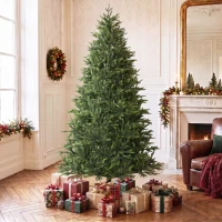 HOMCOM Albero di Natale Artificiale 180cm Folto Realistico, 732 Rami in PE, Base Pieghevole in Legno, Verde(m-2)