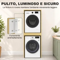 HOMCOM Mobile Lavatrice Asciugatrice, Colonna Lavatrice Asciugatrice, per Bagno Lavanderia, 70x65x192 cm, Rovere(m-8)