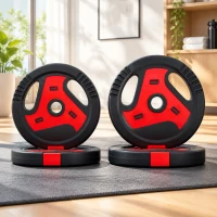 SPORTNOW Set di 4 Dischi Palestra da 2x7.5 kg e 2x5 kg, Foro Ø25 mm, Dischi Pesi 25 kg Totali, Nero e Rosso(m-12)