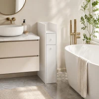 HOMCOM Mobiletto Bagno Salvaspazio, Mobile Bagno Stretto a 3 Livelli con Ripiano Aperto e Cassetti Estraibili su Ruote(m-12)