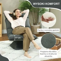 HOMCOM Krzesło podłogowe obrotowe 360° z 5-stopniową regulacją oparcia, składana sofa medytacyjna, tapicerowane leniwe sofa do salonu, gier i czytania, ciemnoszare(m-6)
