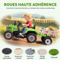 HOMCOM Tracteur électrique avec remorque amovible, pour enfants de 3 à 6 ans avec télécommande MP3 musique affichage lumières(m-7)