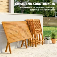 Outsunny Zestaw mebli ogrodowych FSC z drewna, 5-cz., składany stół z 4 krzesłami, lamelowy design(m-4)