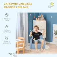 HOMCOM Sofa dziecięca fotel dziecięcy z grubą pianką poduszka siedziska len niebieski(m-6)