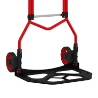 HOMCOM Carrello Portapacchi con Maniglia Telescopica, Carrello Pieghevole, Portata 60kg, Telaio Acciaio, Rosso(m-11)