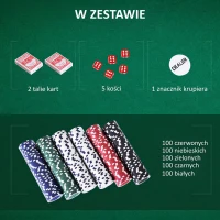 HOMCOM Zestaw do pokera zestaw do pokera, 500 żetonów do pokera, 5 kolorów, 2 x talie kart, 5 x kości(m-5)