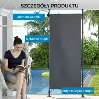 Outsunny Markiza pionowa z osłoną przeciwsłoneczną, roleta balkonowa 120 x 220-310cm, osłona balkonu z korbowym mechanizmem, odporna na warunki atmosferyczne, osłona ogrodowa, poliester, ciemnoszary(m-7)