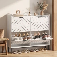 HOMCOM Zapatero Estrecho con 4 Cajones Abatibles y Divisores Ajustables para 8-16 Pares Blanco(m-14)