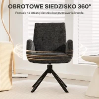 HOMCOM Fotel Tapicerowany, Akcentowy, Nowoczesny Design, Obrotowy, do 120 kg, Czarny(m-5)