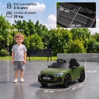 AIYAPLAY Macchina Elettrica per Bambini 12V Audi A5L con Telecomando, Batteria al Litio, 2 Motori, Telecomando, Verde(m-3)
