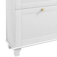 HOMCOM Scarpiera Salvaspazio Slim con 2 Ante a Ribalta Scarpiera Ingresso con Ripiani Regolabili, Cassetto Base Rialzata(m-11)