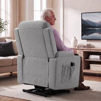 HOMCOM Fauteuil Releveur Électrique Massage Vibration et Chaleur, Fauteuil Relax Électrique, Dossier Inclinable, Port USB, Gris(m-4)