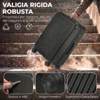 HOMCOM Valigia Rigida Grande 103L, Bagaglio Espandibile ABS con 4 Ruote Girevoli, Angoli Protettivi, 77x50x30 cm, Nero(m-4)