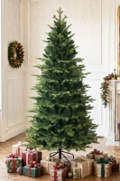 HOMCOM Geneva Fir Hinged Xmas Tree, 6ft/180cm Artificial Christmas Tree with 1610 Branch Tips, Foldable Steel Stand, Green(m-2)