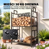 Stojak na drewno kominkowe Outsunny z zestawem narzędzi kominkowych, regał na drewno kominkowe, żelazo, złote, 51,5x33x77 cm(m-6)
