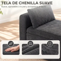 HOMCOM Banco de Almacenaje de Chenilla con Reposabrazos y Cojines Tapa Hidráulica Carga 220 kg 137x45x51 cm, Gris Oscuro(m-5)