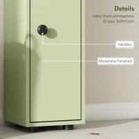 kleankin 180cm Slim Bathroom Cabinet, with Drawer, Shelves and Cupboards - Green(m-6)