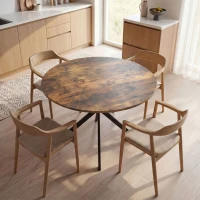 HOMCOM Tavolo da Pranzo Rotondo Stile Industriale con Gambe a Croce in Acciaio, Ø100x75 cm, Marrone Rustico(m-10)