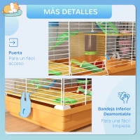 PawHut Jaula de Hámster con Túnel Plataformas Cuenco Bebedero Casita Rampas y Rueda de Ejercicio 46x30x58 cm Naranja(m-7)