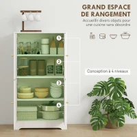HOMCOM Buffet cuisine, meuble cuisine rangement avec 4 portes cintrées et 2 étagères réglables, 60 x 30 x 110 cm, blanc(m-5)