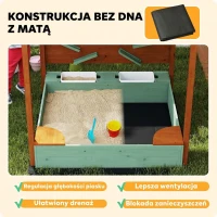 AIYAPLAY Wood Sandpit with Canopy, Storage Bins, Funnel, Liner, Chutes, Bucket with Tap, 116 x 112.5 x 128 cm, Green(m-7)