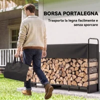 Outsunny Portalegna da Interno ed Esterno in Acciaio Zincato con Copertura e Borsa in Oxford 600D, Portata 500 kg, Nero(m-8)