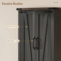 HOMCOM Credenza Cucina Alta Rustica, Mobile Dispensa con 4 Ante, Ripiani Regolabili, 60.2x30.3x182 cm, Nero(m-6)