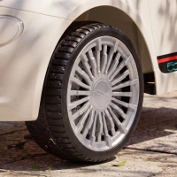 AIYAPLAY Macchina Elettrica per Bambini 12V Fiat 500, Batteria al Litio, 2 Motori, Telecomando, 3-6 Anni, Crema(m-9)