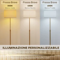 HOMCOM Lampada da Terra con Telecomando e Luminosità Regolabile, 3000K-6000K, Crema, per Soggiorno e Camera(m-4)