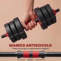 SPORTNOW Set Manubri Regolabili 5 in 1 da 25kg Totali, Set Pesi Palestra Utilizzabile come Kettlebell, Nero e Rosso(m-6)