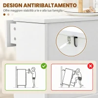 HOMCOM Scarpiera Salvaspazio Slim con 2 Ante a Ribalta Scarpiera Ingresso con Ripiani Regolabili, Cassetto Base Rialzata(m-6)