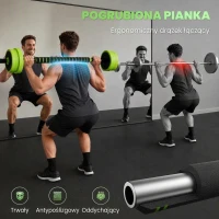 SPORTNOW Zestaw Hantli 4w1 20 kg - regulowana krótka sztanga & sztanga Kettlebell z uchwytami do pompek Zielony(m-6)