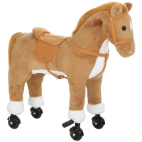 AIYAPLAY Cavalo de Brincar para Montar com Rodas, Sons de Cascos, Música e Pedais, Asas, Estrutura Metálica, +3 Anos, 50 kg, Castanho(m-1)