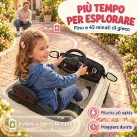 AIYAPLAY Macchina Elettrica per Bambini 12V Fiat 500, Batteria al Litio, 2 Motori, Telecomando, 3-6 Anni, Crema(m-5)