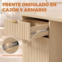 HOMCOM Escritorio Reversible 120 cm con Cajón Armario Balda Ajustable y Tablero Grueso para Espacios Pequeños Oficina Roble(m-7)