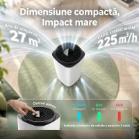 HOMCOM Purificator de Aer Smart cu Aplicație, WiFi, pentru 27 m², Filtru HEPA, CADR 225 m³/h, 28 dB(m-4)