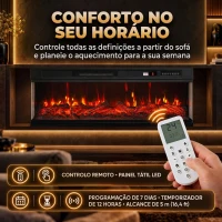 HOMCOM Lareira Elétrica de Encastrar ou Independente 750/1500W, 3 Lados, 12 Cores de Chama 3D, Termóstato, Telecomando, Preta(m-6)