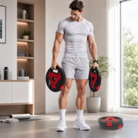 SPORTNOW Set di 4 Dischi Palestra da 2x7.5 kg e 2x5 kg, Foro Ø25 mm, Dischi Pesi 25 kg Totali, Nero e Rosso(m-9)