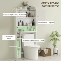 HOMCOM Mobile Sopra WC con Armadietto a 2 Ante e Ripiani Aperti, 80x19.5x170 cm, per Bagno e Lavanderia, Bianco(m-4)