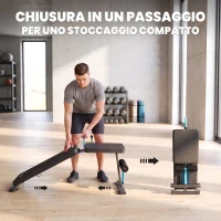 SPORTNOW Panca Palestra Pieghevole, Panca Addominali Multifunzione Inclinabile con Schienale Regolabile a 7 Livelli(m-8)