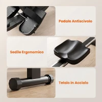 SPORTNOW Vogatore per Casa Pieghevole, APP Bluetooth, Guida Alluminio, Display LCD, Ruote, Salvaspazio, Max 120 kg(m-9)