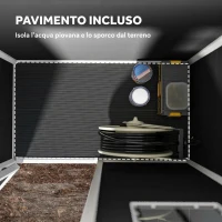 Outsunny Casetta da Giardino 1.14m² in PP e Alluminio con Pavimento, Capanno da Giardino, Tetto Inclinato, Nero(m-5)