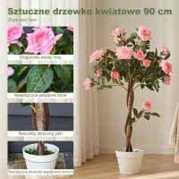Outsunny Sztuczne Drzewo, Sztuczna Roślina w Doniczce Cementowej, Sztuczna Roślina(m-5)